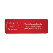 Rode Baby's Eerste Kerst Retouradreslabels Etiket (Voorkant)