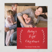 Rode Baby's Eerste Kerstdag Fotokaarten Feestdagenkaart (Voorkant / Achterkant)