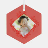 Rode baby's eerste kerstversiering glas ornament (Achterkant)