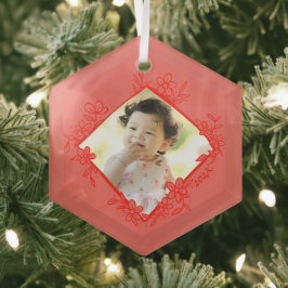 Rode baby's eerste kerstversiering glas ornament
