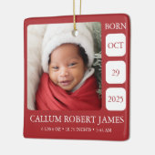 Rode Baby's eerste Ornament met kerststerren (Links)