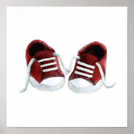 Rode babysneakers Schilderij Kunstprint, Poster