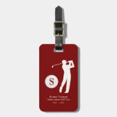 Rode bagtag voor een golfer man bagagelabel (Voorkant verticaal)