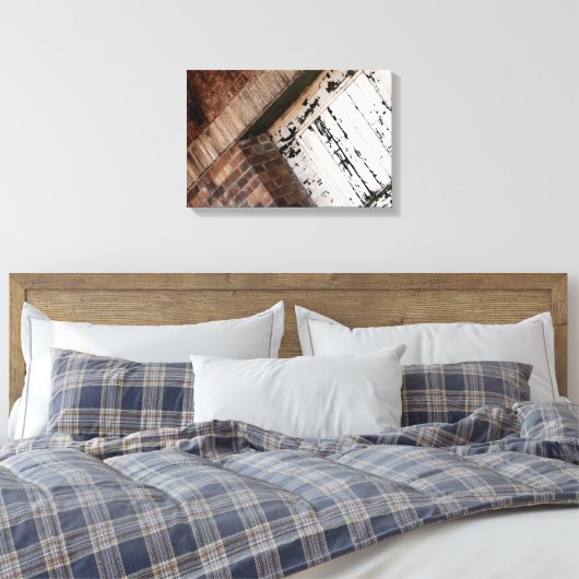 Rode baksteen en noodlijdend wit hout canvas afdruk (Insitu (Slaapkamer))