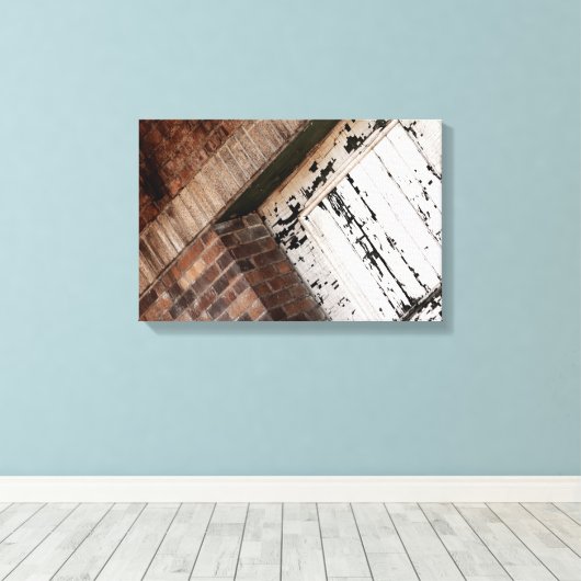 Rode baksteen en noodlijdend wit hout canvas afdruk (Insitu (Houten vloer))