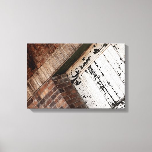 Rode baksteen en noodlijdend wit hout canvas afdruk (Voorkant)