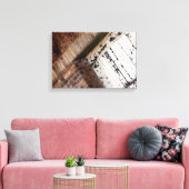 Rode baksteen en noodlijdend wit hout canvas afdruk (Insitu (Woonkamer))