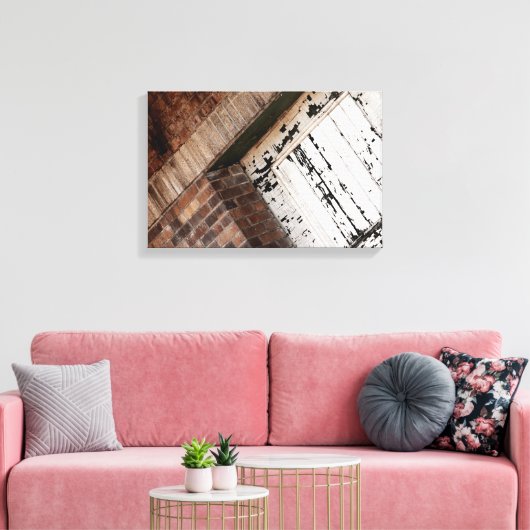 Rode baksteen en noodlijdend wit hout canvas afdruk (Insitu (Woonkamer))