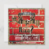 Rode Baksteen & Glitter Feest Naughty of Nice Fees Kaart (Voorkant)