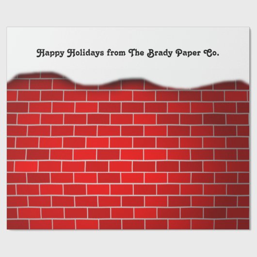 Rode Baksteen met Sneeuw Drift Kerstmis Cadeaupapier (Vlak)