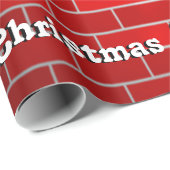 Rode baksteen met Sneeuwdrift - Sneeuwrijke Top Cadeaupapier (Rol Hoek)