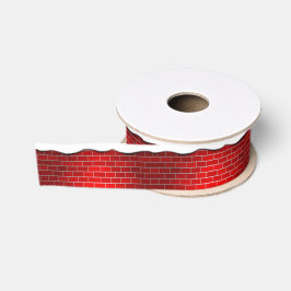 Rode baksteen met Sneeuwdrift - Sneeuwrijke Top Grosgrain Lint