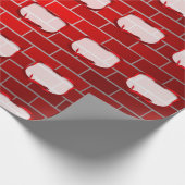 Rode bakstenen achtergrond met rood lint Label Cadeaupapier (Hoek)