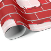 Rode bakstenen achtergrond met rood lint Label Cadeaupapier (Rol Hoek)