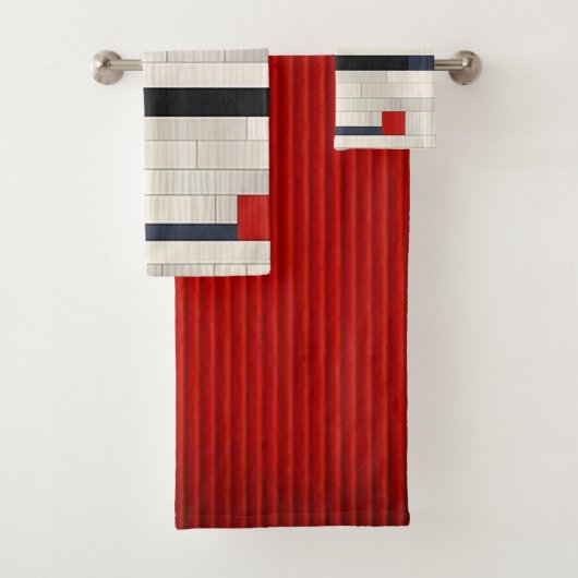 Rode bakstenen badhanddoek set bad handdoek (Insitu)