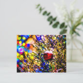 Rode bal, kerstlichten briefkaart (Staand voorkant)