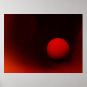 Rode bal op donker poster