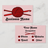 Rode bal van Garens (nit & haakwerk) Visitekaartje (Voorkant / Achterkant)