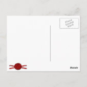 Rode bal van haken en haken (rode achtergrond) briefkaart (Achterkant)