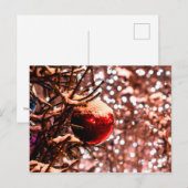 Rode bal, witte lichten, sneeuw briefkaart (Voorkant / Achterkant)