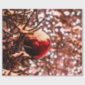 Rode bal, witte lichten, sneeuw cadeaupapier (Vlak)