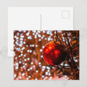 Rode bal, witte verlichting briefkaart (Voorkant / Achterkant)