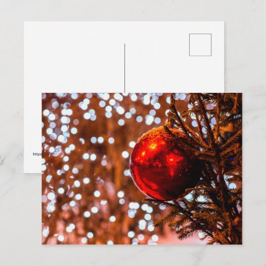 Rode bal, witte verlichting briefkaart (Voorkant / Achterkant)