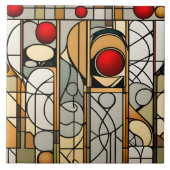Rode ballen Art Deco Art Nouveau Tegeltje (Voorkant)