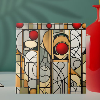 Rode ballen Art Deco Art Nouveau Tegeltje