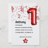 Rode ballon 1e kerstdag uitnodiging (Voorkant)