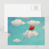 Rode ballon - blauwe hemel mooie dagkunst briefkaart (Voorkant / Achterkant)