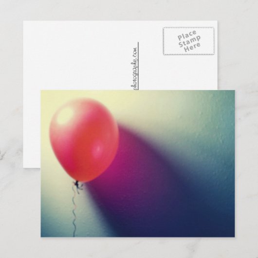 Rode ballon briefkaart (Voorkant / Achterkant)