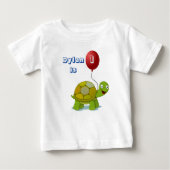 Rode ballon en schildpad Baby Birthday T-Shirt (Voorkant)