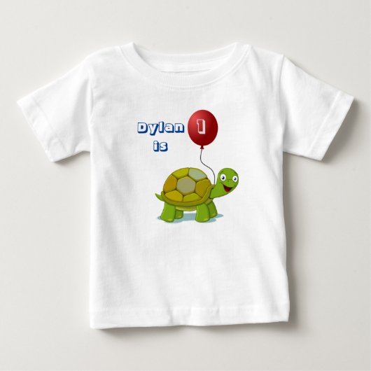Rode ballon en schildpad Baby Birthday T-Shirt (Voorkant)