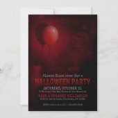 rode ballon enge halloween party uitnodiging (Voorkant)