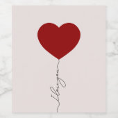 Rode ballon hart roze achtergrond wijn etiket (Enkel label)