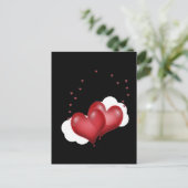 Rode ballon harten briefkaart (Staand voorkant)