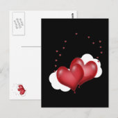 Rode ballon harten briefkaart (Voorkant / Achterkant)