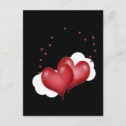 Rode ballon harten briefkaart (Voorkant)