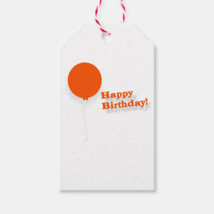Rode ballon, met patterned Happy Birthday Cadeaulabel