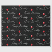 Rode ballon op Happy Birthday Cadeaupapier (Vlak)