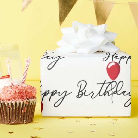 Rode ballon op Happy Birthday Cadeaupapier (Verjaardagsfeest)