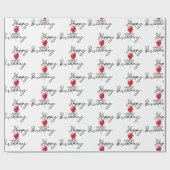 Rode ballon op Happy Birthday Cadeaupapier (Vlak)