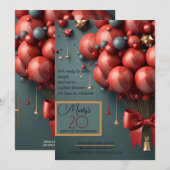 Rode ballon - uitnodiging van de Birthday Party (Voorkant / Achterkant)