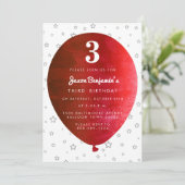 Rode ballon - uitnodiging van de Birthday Party (Staand voorkant)