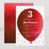 Rode ballon - uitnodiging van de Birthday Party (Voorkant / Achterkant)