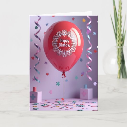Rode ballon vreugde kaart (Voorkant)