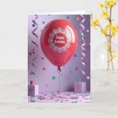 Rode ballon vreugde kaart (Gele Bloem)