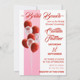 Rode ballonnen. Elegant Bridal Brunch card Kaart