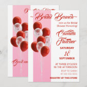 Rode ballonnen. Elegant Bridal Brunch card Kaart (Voorkant / Achterkant)